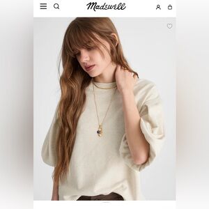 MADEWELL Small Puff-Sleeve Sweatshirt Tee NWT